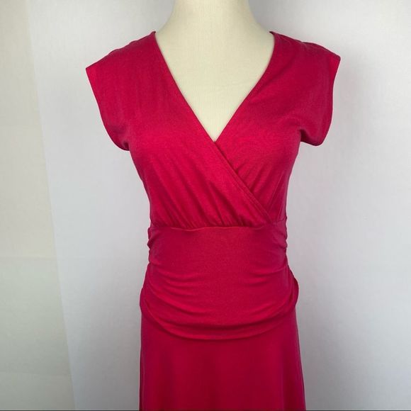 PHILOSOPHY Fuchsia Pink V-neck Midi Modal Dress - Picture 2 of 6